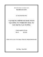 vận dụng chính sách kế toán tại công ty tnhh mtv đầu tư xây dựng vạn tường