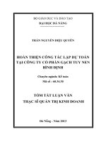 hoàn thiện công tác lập dự toán tại công ty cổ phần gạch tuy nen bình định