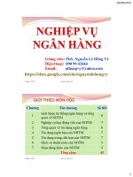 bài giảng nghiệp vụ ngân hàng chương 1 giới thiệu hệ thống ngân hàng và tổng quan về nhtm - ths.nguyễn lê hồng vỹ