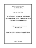 nghiên cứu mô hình chấp nhận dịch vụ công nghệ viễn thông ott (over-the-top content)