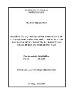 nghiên cứu một số đặc điểm sinh thái và đề xuất biện pháp bảo tồn, phát triển các loài rau dại ăn được có giá trị tại đảo cù lao chàm, tp hội an, tỉnh quảng nam