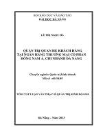quản trị quan hệ khách hàng tại ngân hàng thương mại cổ phần đông nam á, chi nhánh đà nẵng