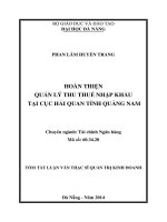 hoàn thiện quản lý thu thuế nhập khẩu tại cục hải quan tỉnh quảng nam