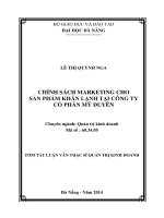 chính sách marketing cho sản phẩm khăn lạnh tại công ty cổ phần mỹ duyên