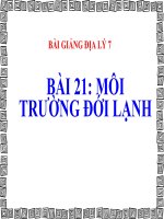 bài giảng địa lý 7 bài 21 môi trường đới lạnh