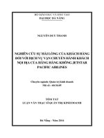 nghiên cứu sự hài lòng của khách hàng đối với dịch vụ vận chuyển hành khách nội địa của hãng hàng không jetstar pacific airlines