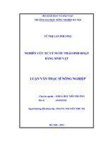 Nghiên cứu xử lý nước thải sinh hoạt bằng sinh vật