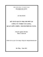 kế toán quản trị chi phí tại công ty tnhh vân long, quận liên chiểu, thành phố đà nẵng