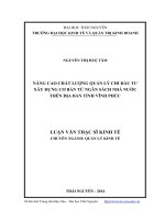 Nâng cao chất lượng quản lý chi đầu tư xây dựng cơ bản từ ngân sách nhà nước trên địa bàn tỉnh Vĩnh Phúc