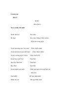 TIẾNG ANH LỚP 1,2 BÀI 1