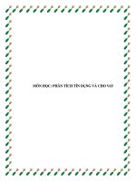 môn học phân tích tín dụng và cho vay chương 1 phân tích tín dụng và cho vay-cđ tcnh qui nhơn