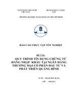 QUY TRÌNH TÍN DỤNG CHỨNG TỪ HÀNG NHẬP  KHẨU TẠI NGÂN HÀNG THƯƠNG MẠI CỔ PHẦN ĐẦU TƯ VÀ PHÁT TRIỂN QUẢNG BÌNH
