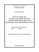 quản lý công tác giáo dục sức khỏe sinh sản cho học sinh trung học cơ sở huyện hòa vang thành phố đà nẵng