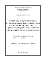 nghiên cứu áp dụng hướng dẫn kỹ thuật quy hoạch quản lý chất thải rắn đô thị để phục vụ công tác lập quy hoạch quản lý chất thải rắn cho thành phố hội an - tỉnh quảng nam