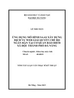 ứng dụng mô hình saas xây dựng dịch vụ web giải quyết chế độ ngắn hạn tại cơ quan bảo hiểm xã hội thành phố đà nẵng