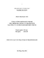 tăng cường kiểm soát nội bộ chu trình mua hàng và thanh toán tại công ty cổ phần kim khí miền trung