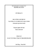 đo lường lợi nhuận tại công ty cổ phần sữa đậu nành vinasoy quảng ngãi