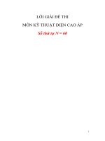 ĐÁP ÁN VÀ ĐỀ THI MÔN KỸ THUẬT ĐIỆN CAO ÁP (ĐỀ 7)