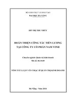 hoàn thiện công tác tiền lương tại công ty cổ phần nam vinh