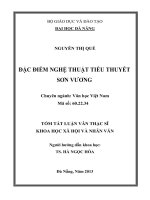 đặc điểm nghệ thuật tiểu thuyết sơn vương