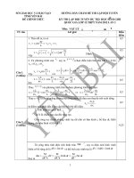 HƯỚNG DẪN CHẤM ĐỀ THI LẬP ĐỘI TUYỂN HSG VẬT LÍ TỈNH YÊN BÁI LẦN 2 NĂM HỌC 2011 - 2012