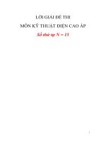 ĐÁP ÁN VÀ ĐỀ THI MÔN KỸ THUẬT ĐIỆN CAO ÁP (ĐỀ 1)
