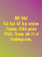 TẢ LẠI LỄ KỈ NIỆM NGÀY NGVN 20/11 TẠI TRƯỜNG EM