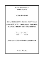 hoàn thiện công tác kế toán ngân sách nhà nước tại kho bạc nhà nước hải châu trong điều kiện tabmis