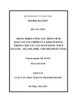 hoàn thiện công tác phân tích báo cáo tài chính của khách hàng trong cho vay tại ngân hàng tmcp sài gòn - hà nội (shb), chi nhánh đà nẵng
