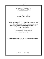 biện pháp quản lý công tác bồi dưỡng chuyên môn cho giáo viên tiếng anh trung học cơ sở ở huyện vũng liêm tỉnh vĩnh long