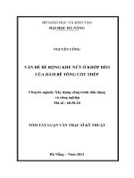 vấn đề bề rộng khe nứt ở khớp dẻo của dầm bê tông cốt thép