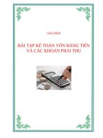 Bài tập kế toán vốn bằng tiền và các khoản phải thu