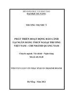phát triển hoạt động bảo lãnh tại ngân hàng tmcp ngoại thương việt nam - chi nhánh quảng nam