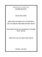 phân tích tác động của vữa bê tông lên ván khuôn theo một số tiêu chuẩn