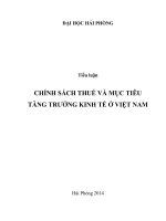 CHÍNH SÁCH THUẾ VÀ MỤC TIÊU TĂNG TRƯỞNG KINH TẾ Ở VIỆT NAM