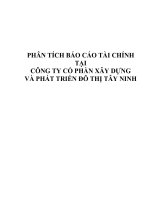 bài tâp phân tích báo cáo tài chính tại công ty CP xây dựng và phát triển đô thị Tây Ninh