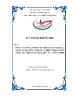 phân tích hoạt động tín dụng ngắn hạn tại ngân hàng nông nghiệp và phát triển nông thôn chi nhánh huyện lai vung - đồng tháp