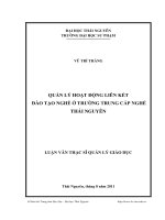 quản lý hoạt động liên kết đào tạo nghề ở trường trung cấp nghề thái nguyên