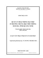 quản lý hoạt động dạy học của trường trung học phổ thông đàm hà, tỉnh quảng ninh