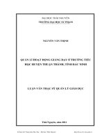 quản lý hoạt động giảng dạy ở các trường tiểu học của huyện thuận thành, tỉnh bắc ninh