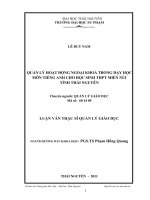 quản lý hoạt động ngoài khóa trong dạy học môn tiếng anh cho học sinh thpt miền núi tỉnh thái nguyên
