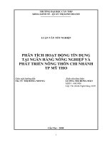phân tích hoạt động tín dụng tại ngân hàng nông nghiệp và phát triển nông thôn chi nhánh tp mỹ tho