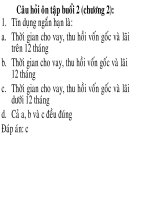 Trắc nghiệm tín dụng ngắn hạn tài trợ trong kinh doanh