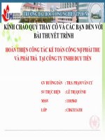 bài số 2 hoàn thiện công tác kế toán công nợ phải thu và phải trả  tại công ty tnhh duy tiến