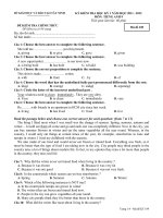 Đề kiểm tra HKI môn Anh 9 NH 2011-2012 (Sở GDĐT Tây Ninh)