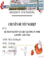 bài số 2 kế toán nguyên vật liệu tại công ty tnhh  lam sơn – sao vàng