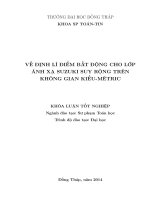 KHÓA LUẬN TỐT NGHIỆP TOÁN HỌC: Về định lý điểm bất động cho lớp ánh xạ SUZUKI suy rộng trên không gian kiểu Metric