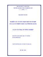 Nghiên cứu tuyển chọn một số tổ hợp lúa lai có triển vọng tại tỉnh hà giang