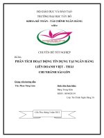 phân tích hoạt động tín dụng tại ngân hàng liên doanh việt – thái chi nhánh sài gòn