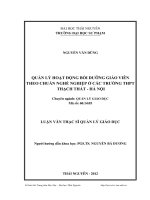 quản lý hoạt động bồi dưỡng giáo viên theo hướng chuẩn nghề nghiệp ở các trường thpt thạch thất - hà nội